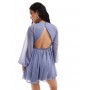 ASOS DESIGN raglan sleeve wafty mini dress with open back