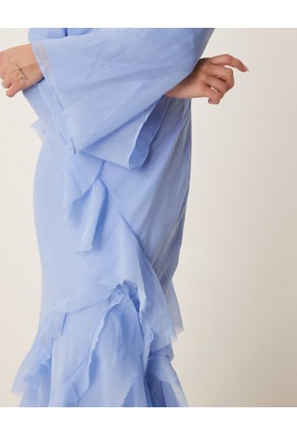 ASOS DESIGN fluted long sleeve extreme ruffle maxi dress