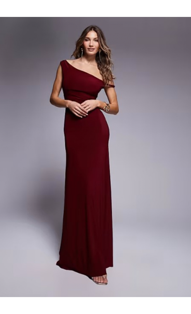 ASOS DESIGN twist shoulder with lace up back maxi dress