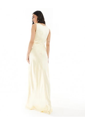 Six Stories Bridesmaid cowl neck satin maxi dress