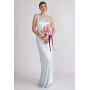 Six Stories cowl back satin bridesmaid dress in ice blue