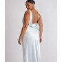 Six Stories cowl back satin bridesmaid dress in ice blue