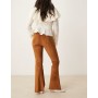 ASOS DESIGN faux suede flare trouser in brown
