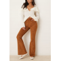 ASOS DESIGN faux suede flare trouser in brown