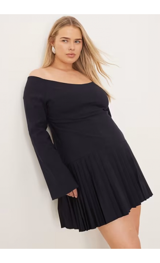 ASOS DESIGN Curve long sleeve pleated skirt mini dress
