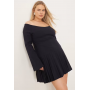 ASOS DESIGN Curve long sleeve pleated skirt mini dress