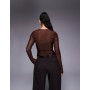 ASOS DESIGN bandage panel mesh long sleeve top