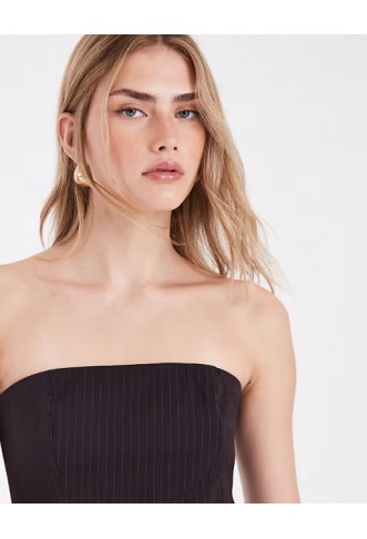 ASOS DESIGN tailored curved hem peplum bandeau co-ord top
