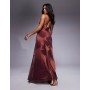 ASOS DESIGN printed mesh maxi dress with exposed seam detail