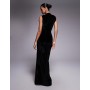 ASOS DESIGN maxi velvet ruched side dress with thigh split