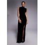 ASOS DESIGN maxi velvet ruched side dress with thigh split