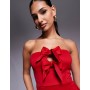 New Look bow detail bandeau mini dress in red