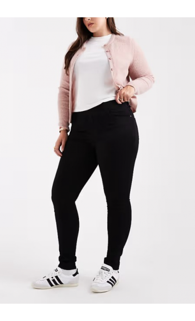 ONLY Curve Augusta high waisted skinny jeans in black