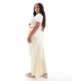 New Look Curve satin bias midi skirt in yellow
