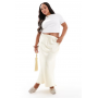 New Look Curve satin bias midi skirt in yellow