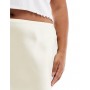 New Look Curve satin bias midi skirt in yellow