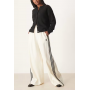 Adidas Originals wide leg satin joggers in cream