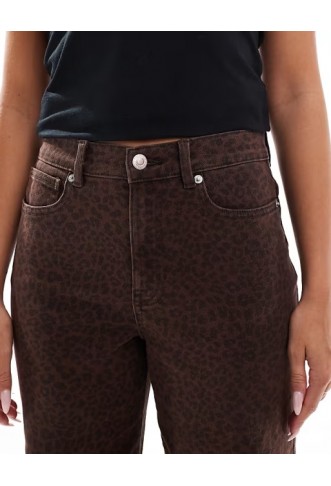 ONLY Madison wide leg jeans in brown leopard