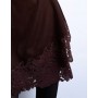 Topshop velvet asymmetric mini skirt with lace trim in chocolate