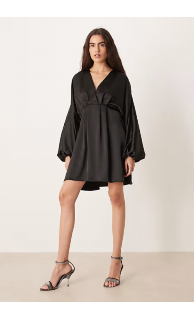 Gina Tricot v neck satin batwing sleeve mini dress