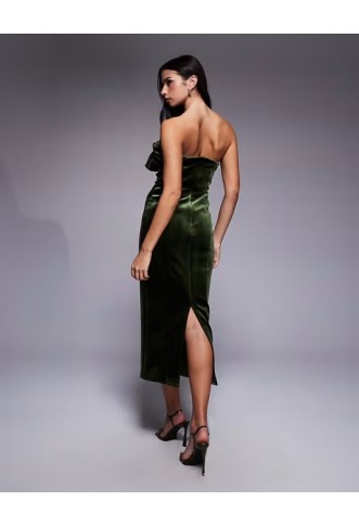 ASOS DESIGN bonded velvet bandeau structured midi dress
