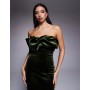 ASOS DESIGN bonded velvet bandeau structured midi dress