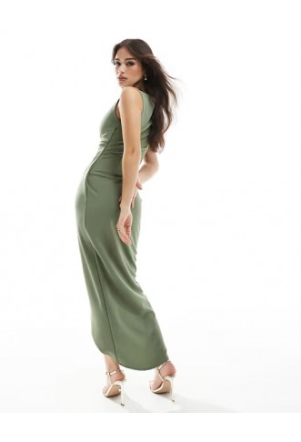 TFNC Bridesmaid slash neck maxi dress with ruching detail
