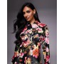 ASOS LUXE co-ord cinched PU shirt in floral print