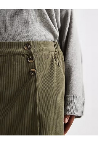 Vero Moda Curve cord mini skirt in khaki