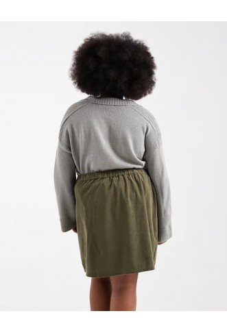 Vero Moda Curve cord mini skirt in khaki