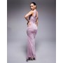 ASOS DESIGN slinky bandeau ruched maxi dress with neck tie
