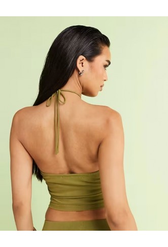 ASOS DESIGN co-ord embroidered halter neck top