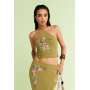 ASOS DESIGN co-ord embroidered halter neck top