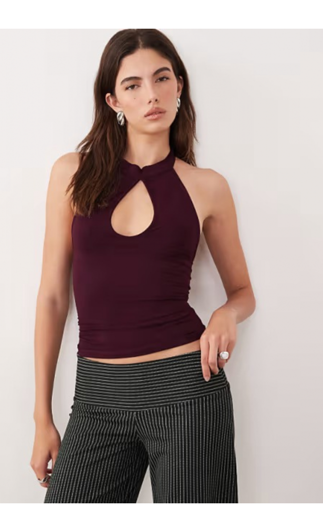 Motel Gretita halter neck top in plum