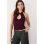 Motel Gretita halter neck top in plum