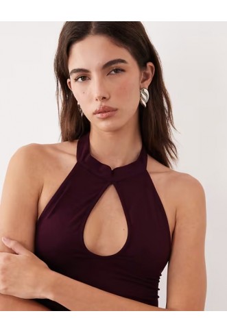 Motel Gretita halter neck top in plum