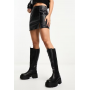 ONLY faux leather notch front mini skirt in black