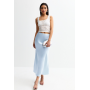 New Look satin bias midi skirt in light blue