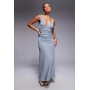 ASOS DESIGN mesh rib plunge ruched waist maxi dress