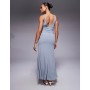 ASOS DESIGN mesh rib plunge ruched waist maxi dress