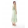 New Look ruffle shirred midi dress in light green