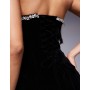 Murci structured bandeau velvet diamante trim mini dress