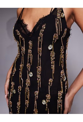ASOS DESIGN brooch embellished mini dress