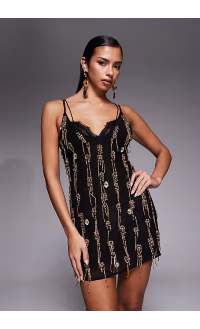 ASOS DESIGN brooch embellished mini dress