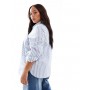 New Look Curve stripe pocket shirt in blue