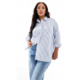 New Look Curve stripe pocket shirt in blue