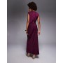 ASOS DESIGN Tall satin high neck pleated bodice midi dress