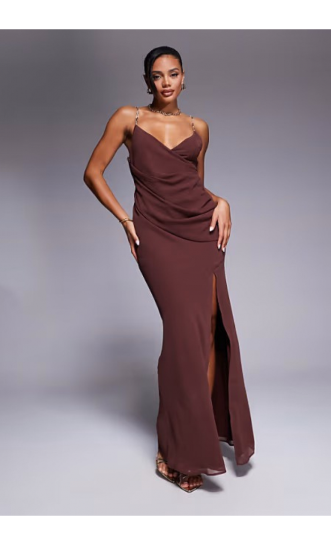 ASOS DESIGN wrap front maxi dress with embellished strap details
