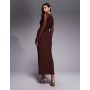 ASOS DESIGN mesh angel sleeve lace up back maxi dress