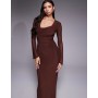 ASOS DESIGN mesh angel sleeve lace up back maxi dress